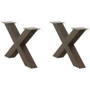 sofabordsben X-formet 2 stk. naturstål 70 x (42-43) cm stål