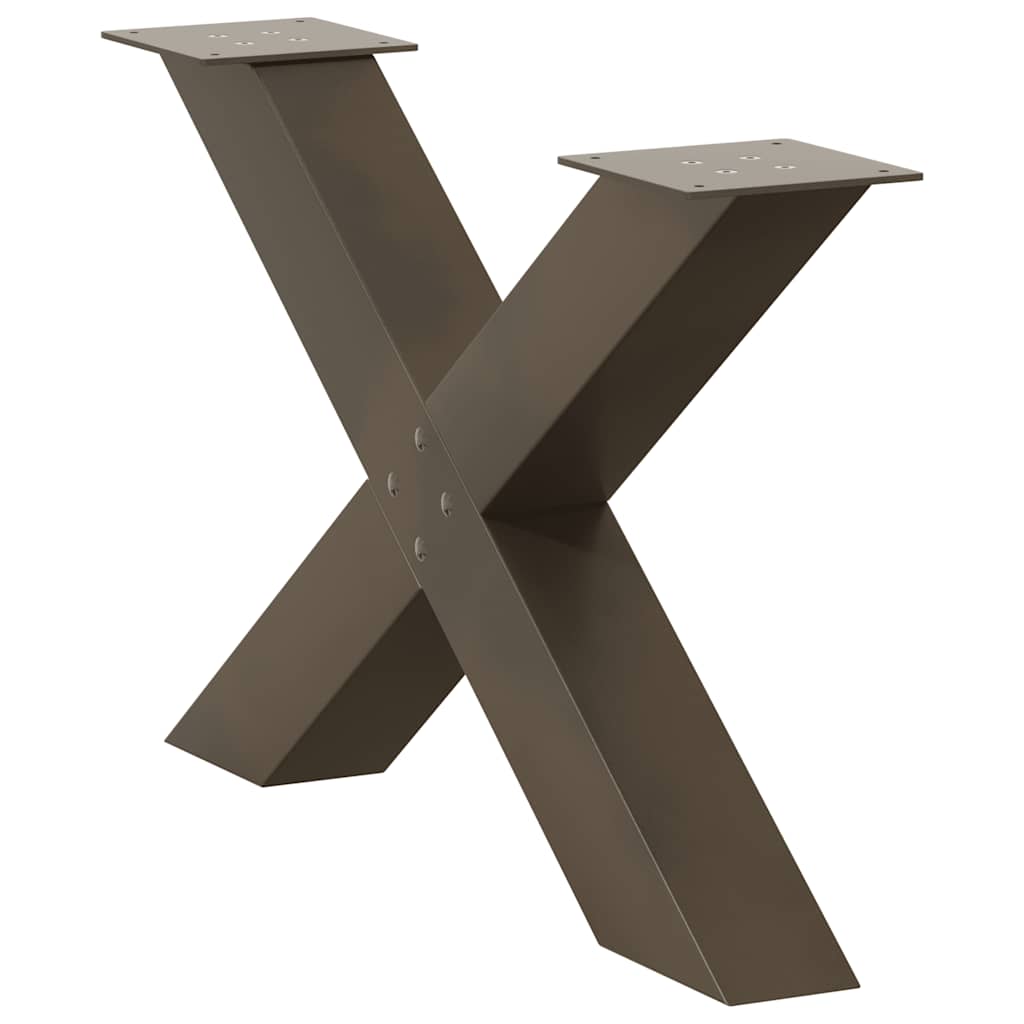 sofabordsben X-formet 2 stk. naturstål 70 x (42-43) cm stål