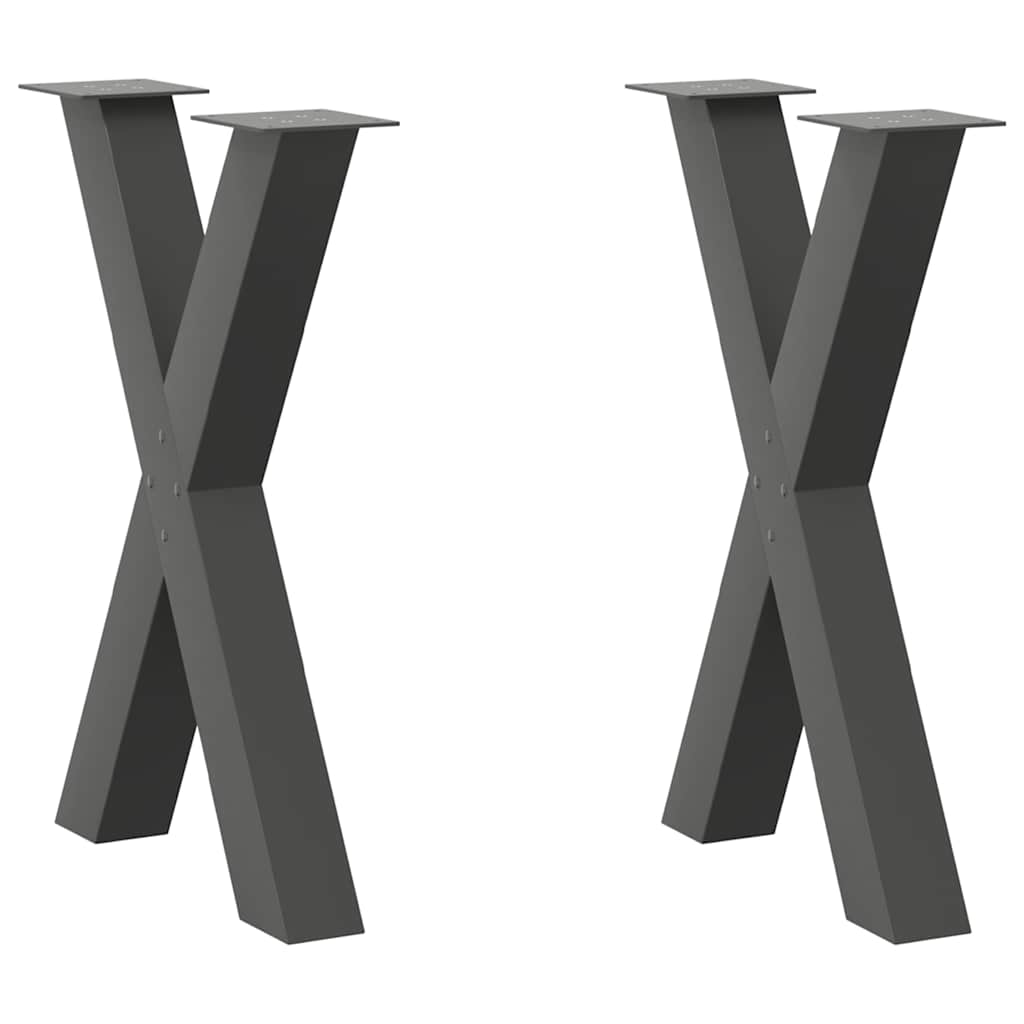 spisebordsben X-formet 2 stk. antracit 50x(72-73) cm stål
