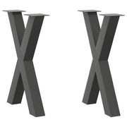 spisebordsben X-formet 2 stk. antracit 50x(72-73) cm stål