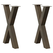 spisebordsben X-formet 2 stk. naturstål 50x(72-73) cm stål