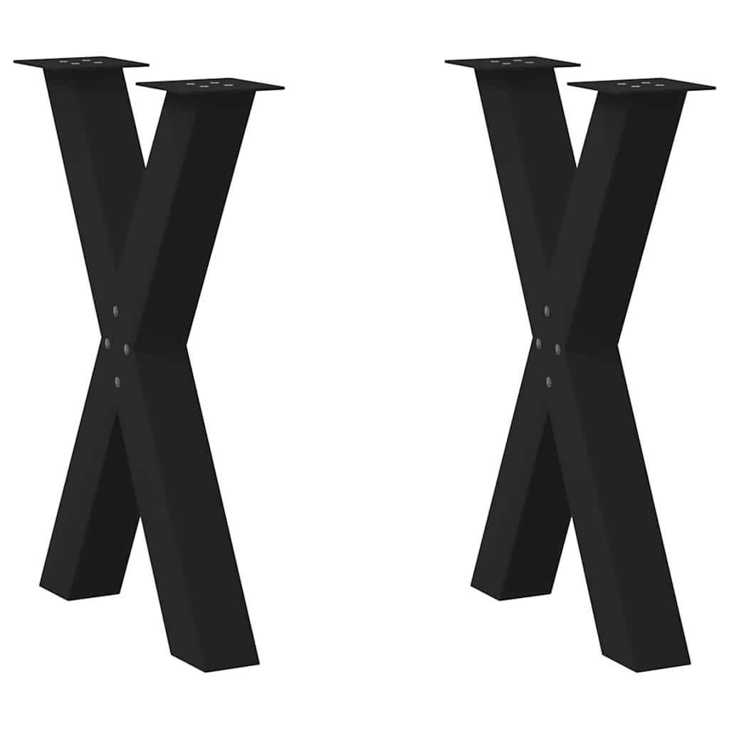spisebordsben X-formet 2 stk. sort 60 x (72-73) cm stål