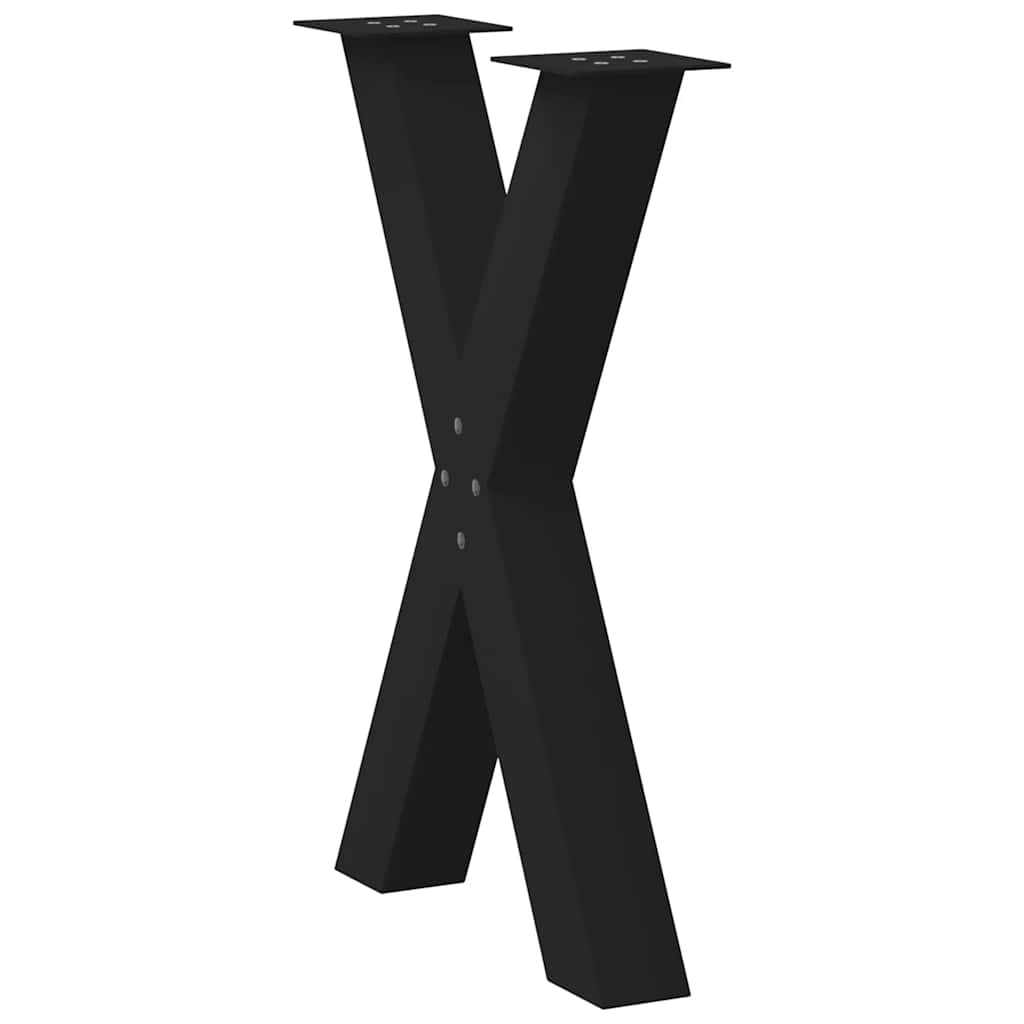 spisebordsben X-formet 2 stk. sort 60 x (72-73) cm stål