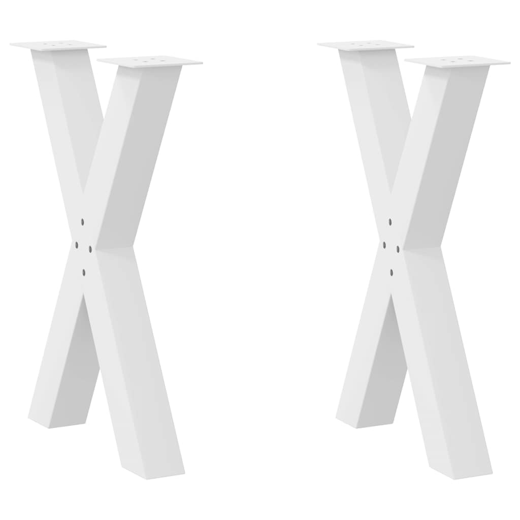 spisebordsben X-formet 2 stk. hvid 60 x (72-73) cm stål