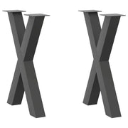 spisebordsben X-formet 2 stk. antracit 60 x (72-73) cm stål