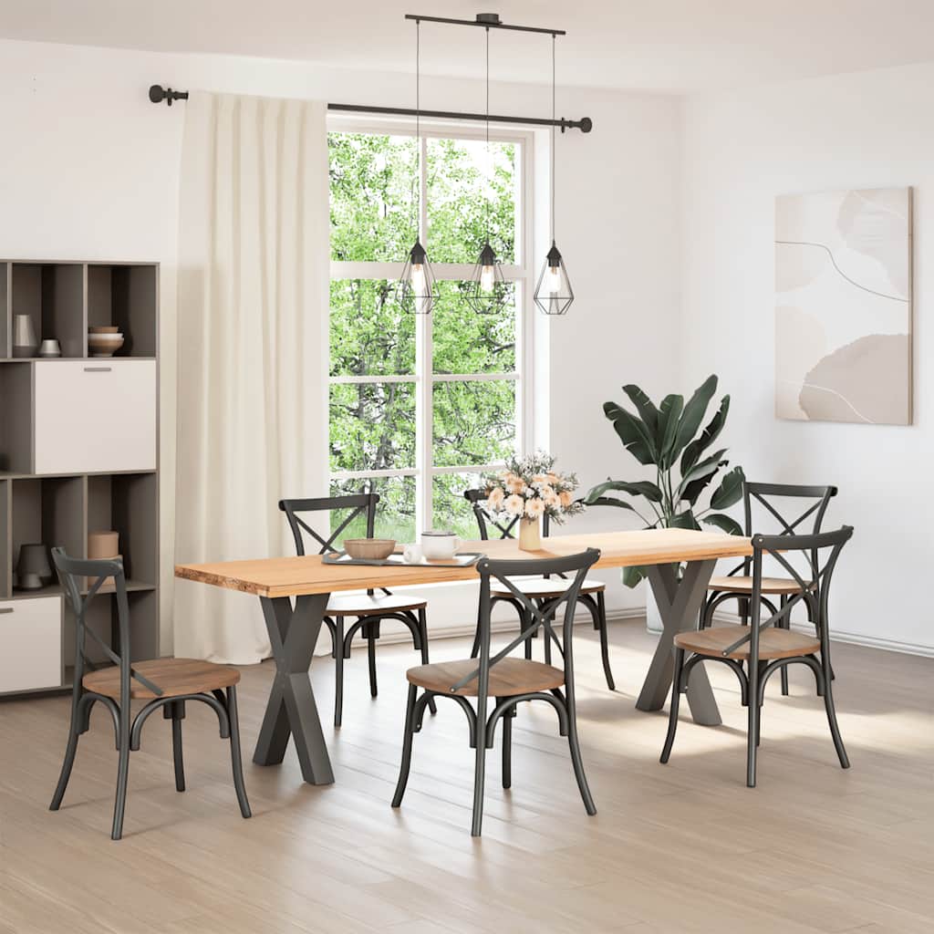 spisebordsben X-formet 2 stk. antracit 60 x (72-73) cm stål