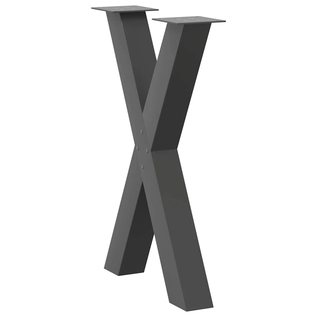 spisebordsben X-formet 2 stk. antracit 60 x (72-73) cm stål
