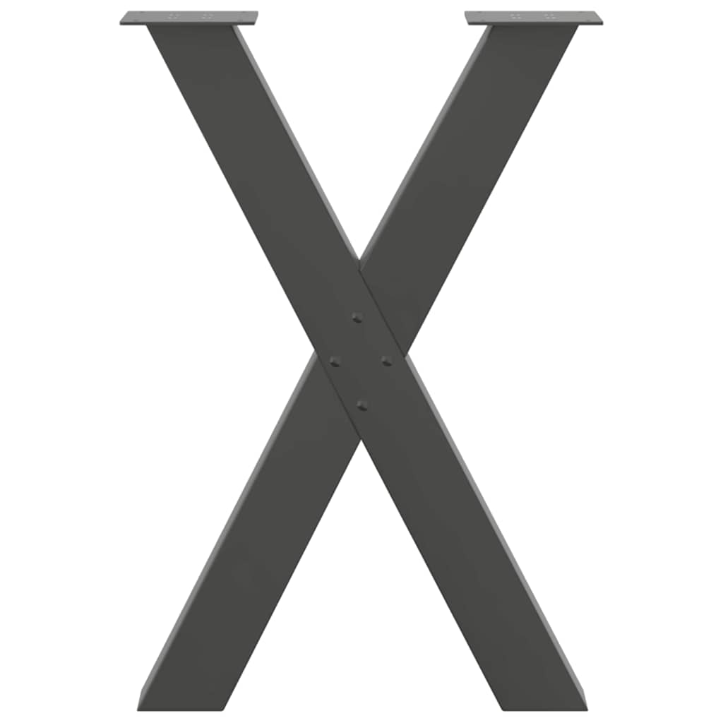 spisebordsben X-formet 2 stk. antracit 60 x (72-73) cm stål