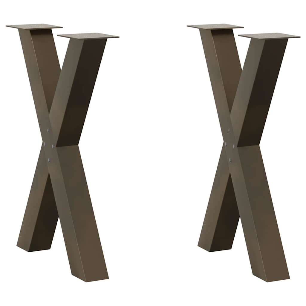 spisebordsben X-formet 2 stk. naturstål 60 x (72-73) cm stål