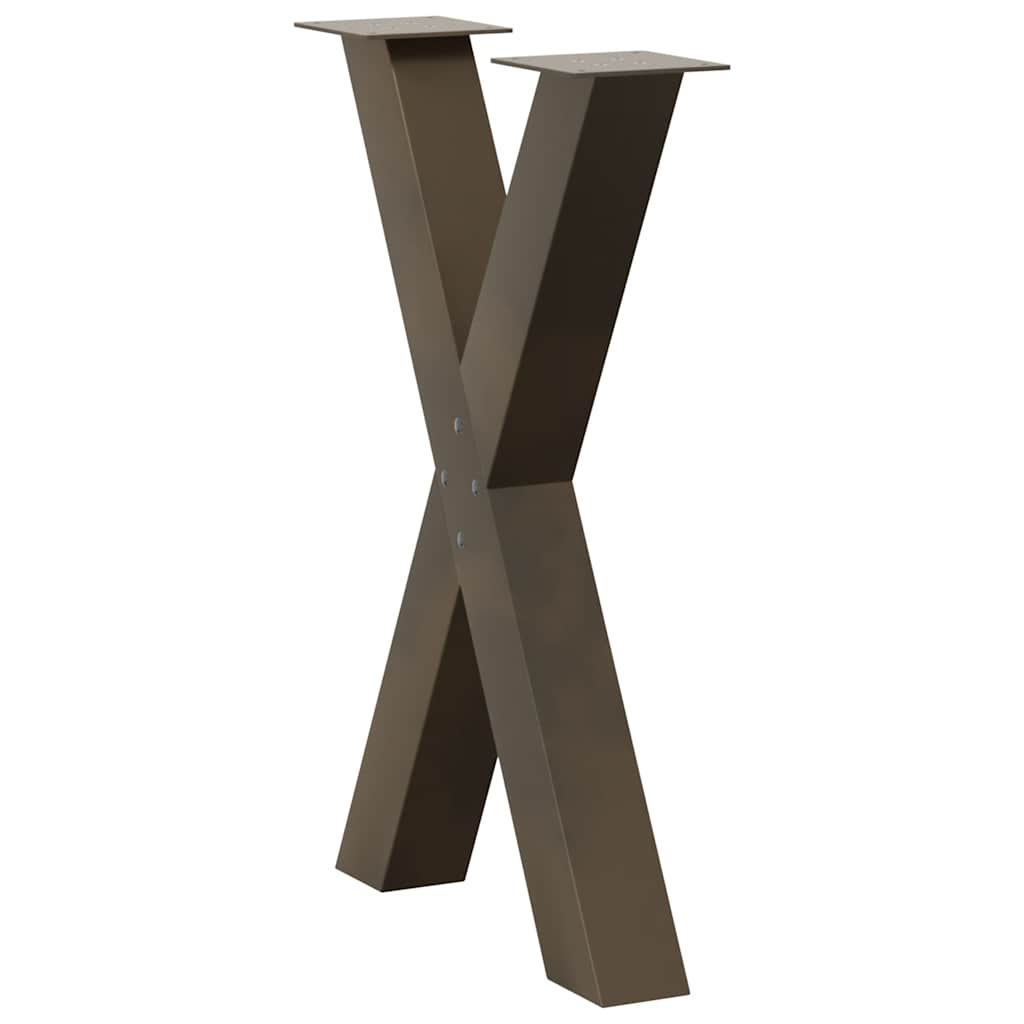 spisebordsben X-formet 2 stk. naturstål 60 x (72-73) cm stål