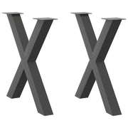spisebordsben X-formet 2 stk. antracit 70 x (72-73) cm stål