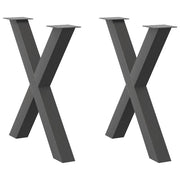 spisebordsben X-formet 2 stk. antracit 80x(72-73) cm stål