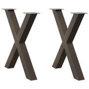 spisebordsben X-formet 2 stk. naturstål 80x(72-73) cm stål