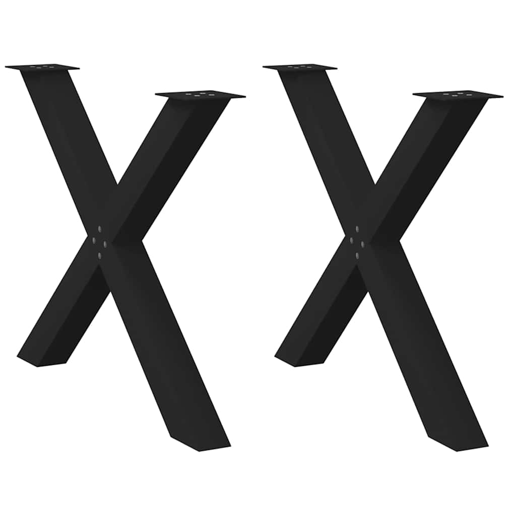 spisebordsben X-formet 2 stk. sort 90 x (72-73) cm stål