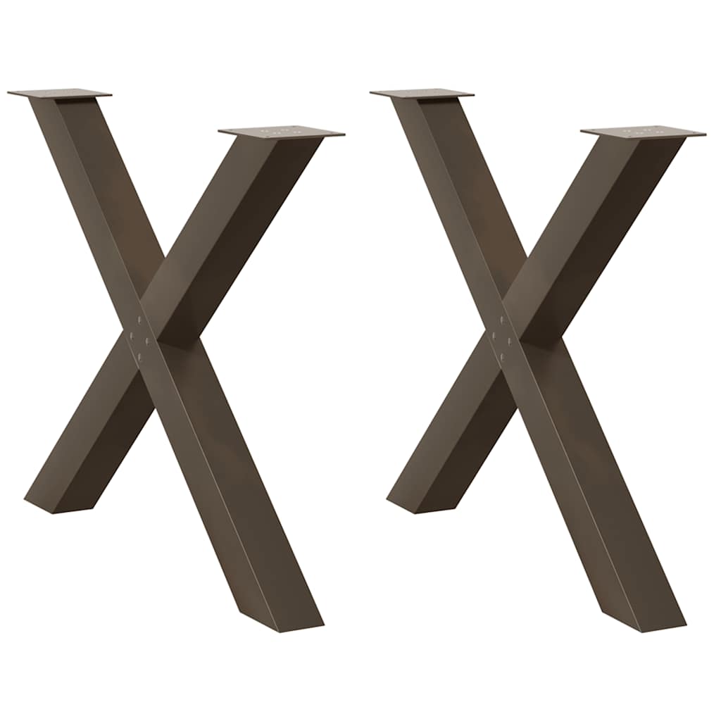 spisebordsben X-formet 2 stk. naturstål 90x(72-73) cm stål