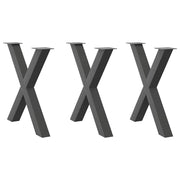 spisebordsben X-formet 3 stk. antracit 70 x (72-73) cm stål