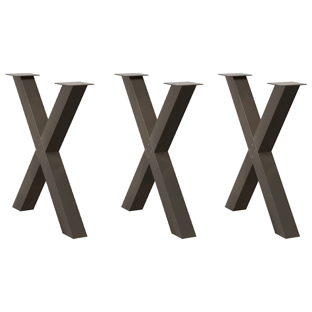 spisebordsben X-formet 3 stk. naturstål 70x(72-73) cm stål