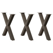 spisebordsben X-formet 3 stk. naturstål 70x(72-73) cm stål