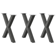 spisebordsben X-formet 3 stk. antracit 80x(72-73) cm stål