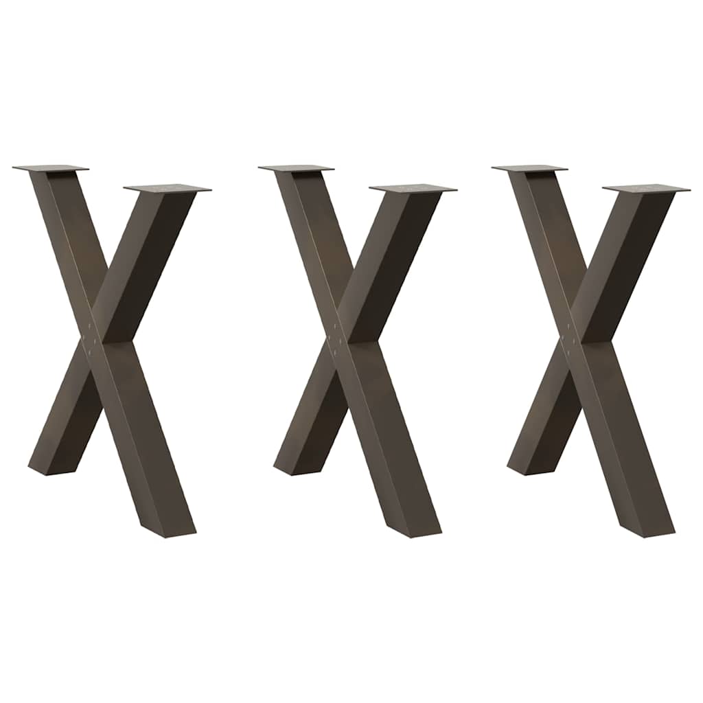 spisebordsben X-formet 3 stk. naturstål 80x(72-73) cm stål