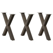 spisebordsben X-formet 3 stk. naturstål 80x(72-73) cm stål