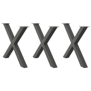 spisebordsben X-formet 3 stk. antracit 90x(72-73) cm stål