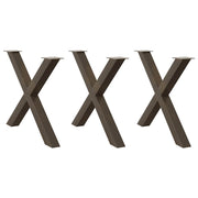 spisebordsben X-formet 3 stk. naturstål 90x(72-73) cm stål
