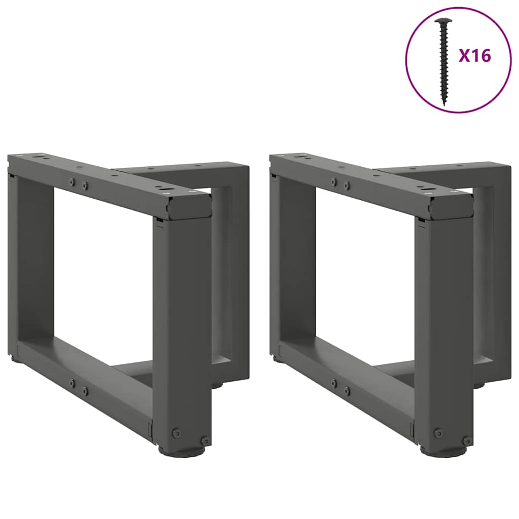 sofabordsben T-formet 2 stk. antracit 40x25x(30-31) cm stål