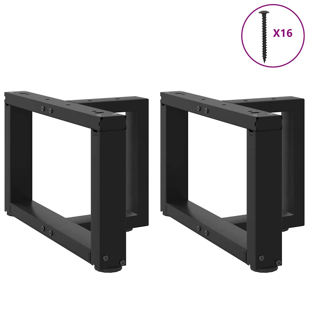 sofabordsben T-formet 2 stk. sort 50x25x(30-31) cm stål