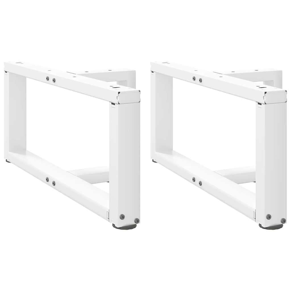 sofabordsben T-formet 2 stk. hvid 60x25x(30-31) cm stål