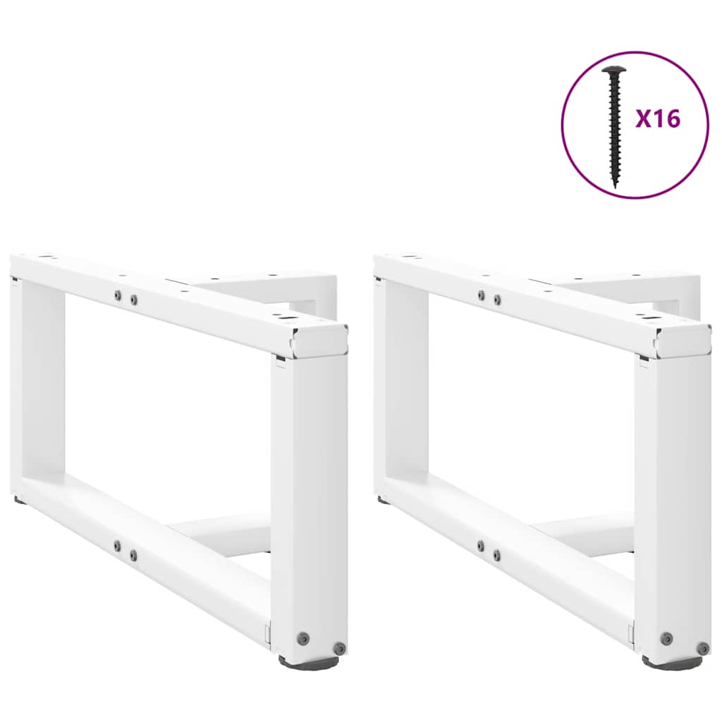 sofabordsben T-formet 2 stk. hvid 60x25x(30-31) cm stål