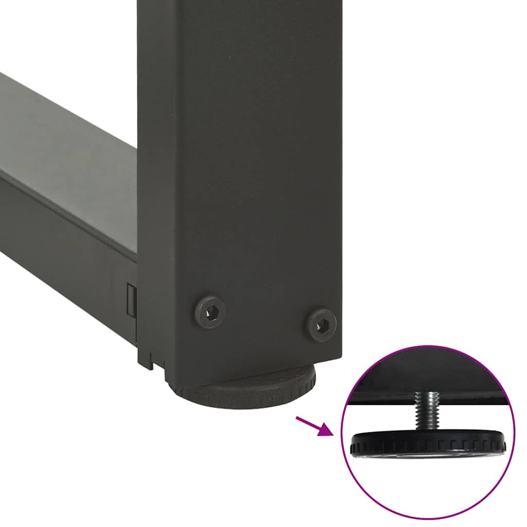 sofabordsben T-formet 2 stk. antracit 60x25x(30-31) cm stål