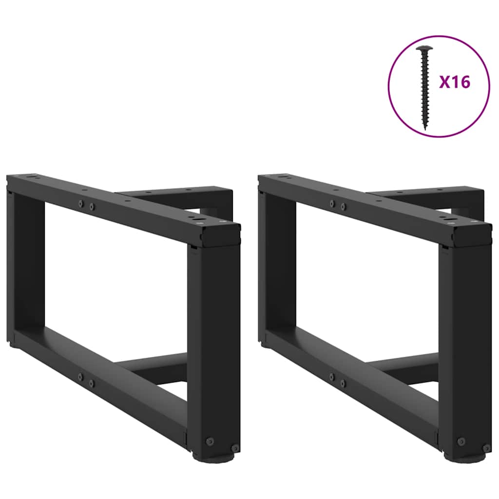 sofabordsben T-formet 2 stk. sort 70x25x(30-31) cm stål