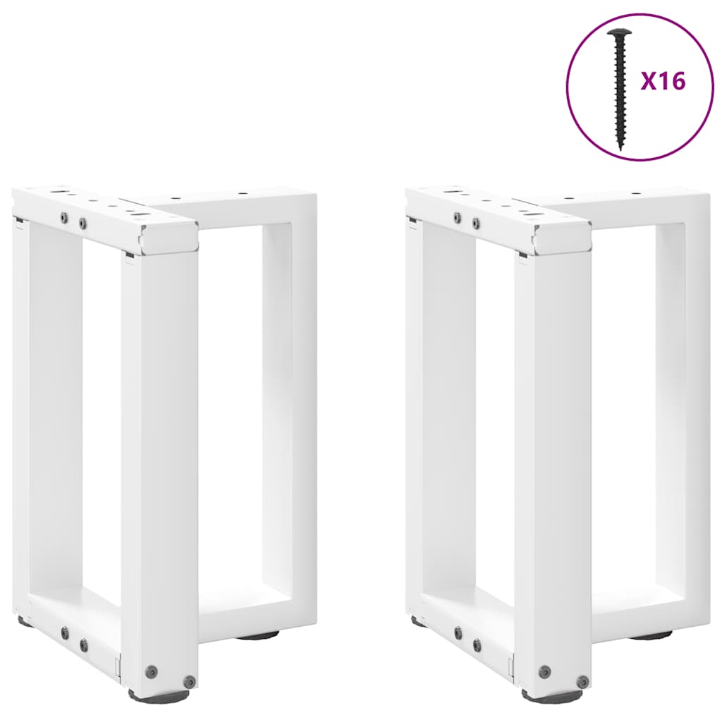sofabordsben T-formet 2 stk. hvid 28x25x(42-43) cm stål