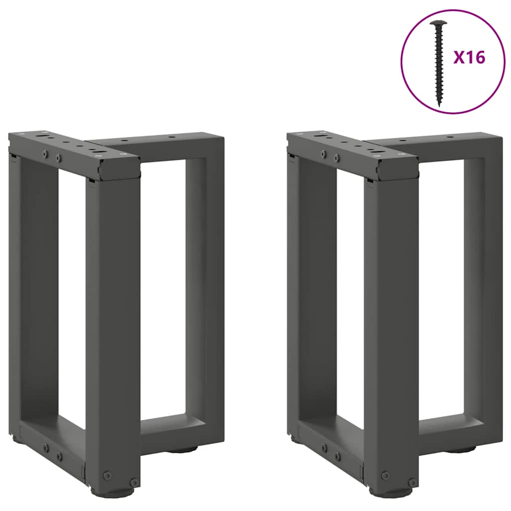 sofabordsben T-formet 2 stk. antracit 28x25x(42-43) cm stål