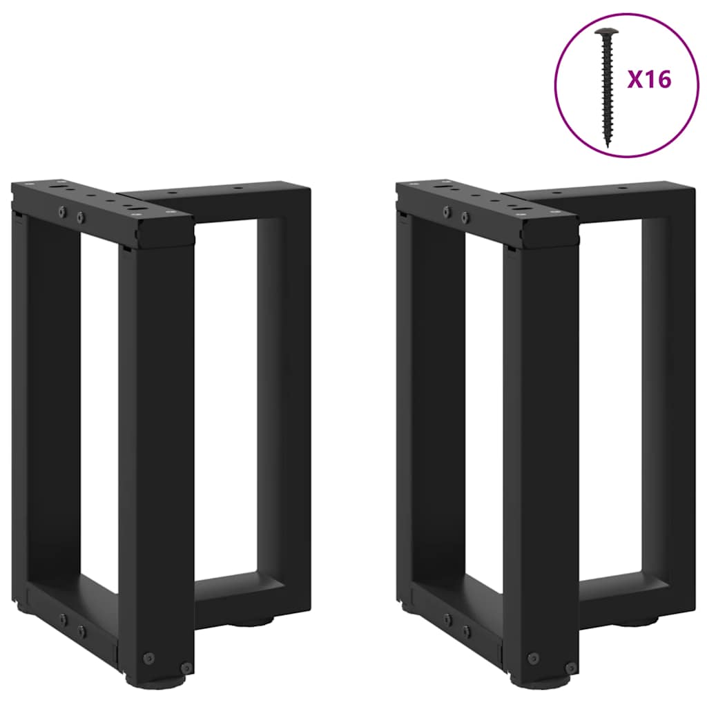 sofabordsben T-formet 2 stk. sort 38x25x(42-43) cm stål