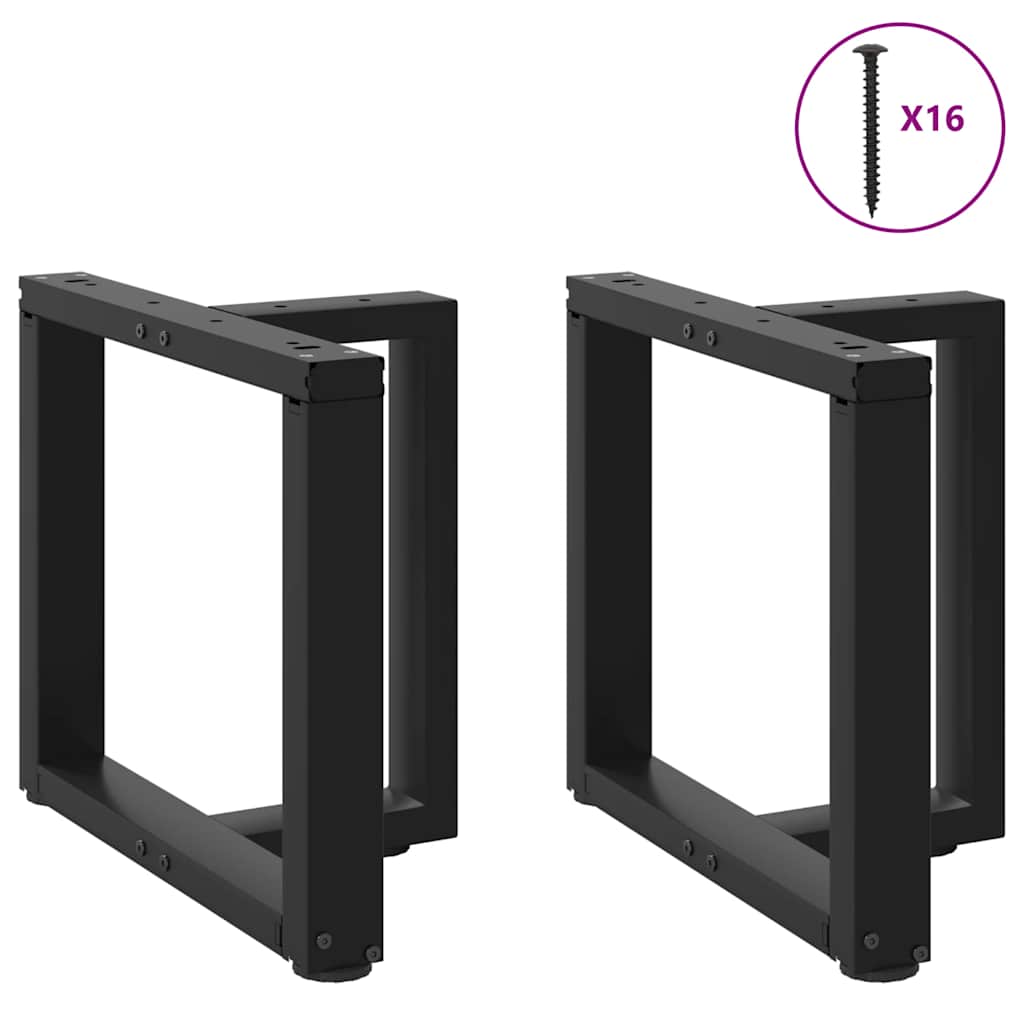 sofabordsben T-formet 2 stk. sort 50x25x(42-43) cm stål