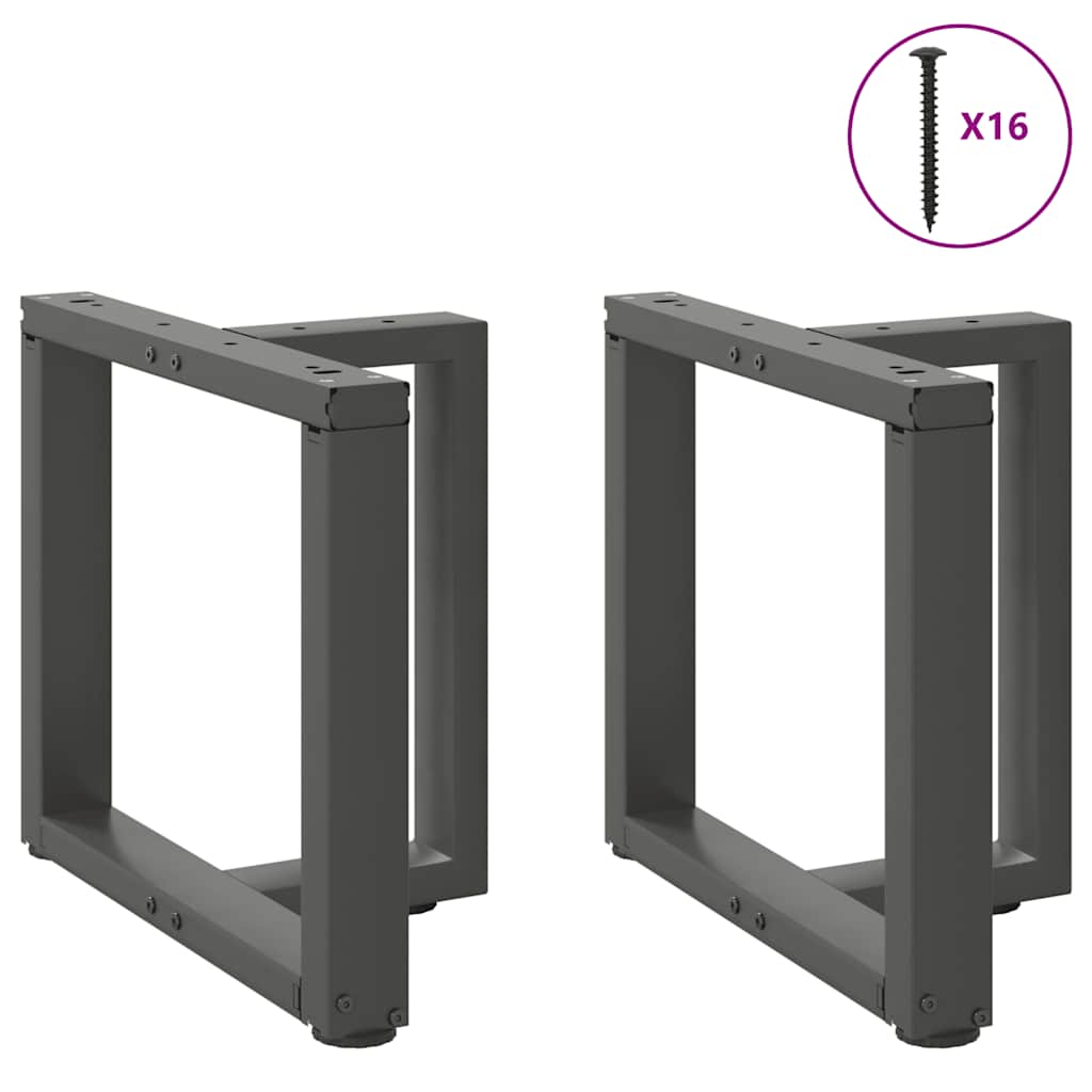 sofabordsben T-formet 2 stk. antracit 50x25x(42-43) cm stål