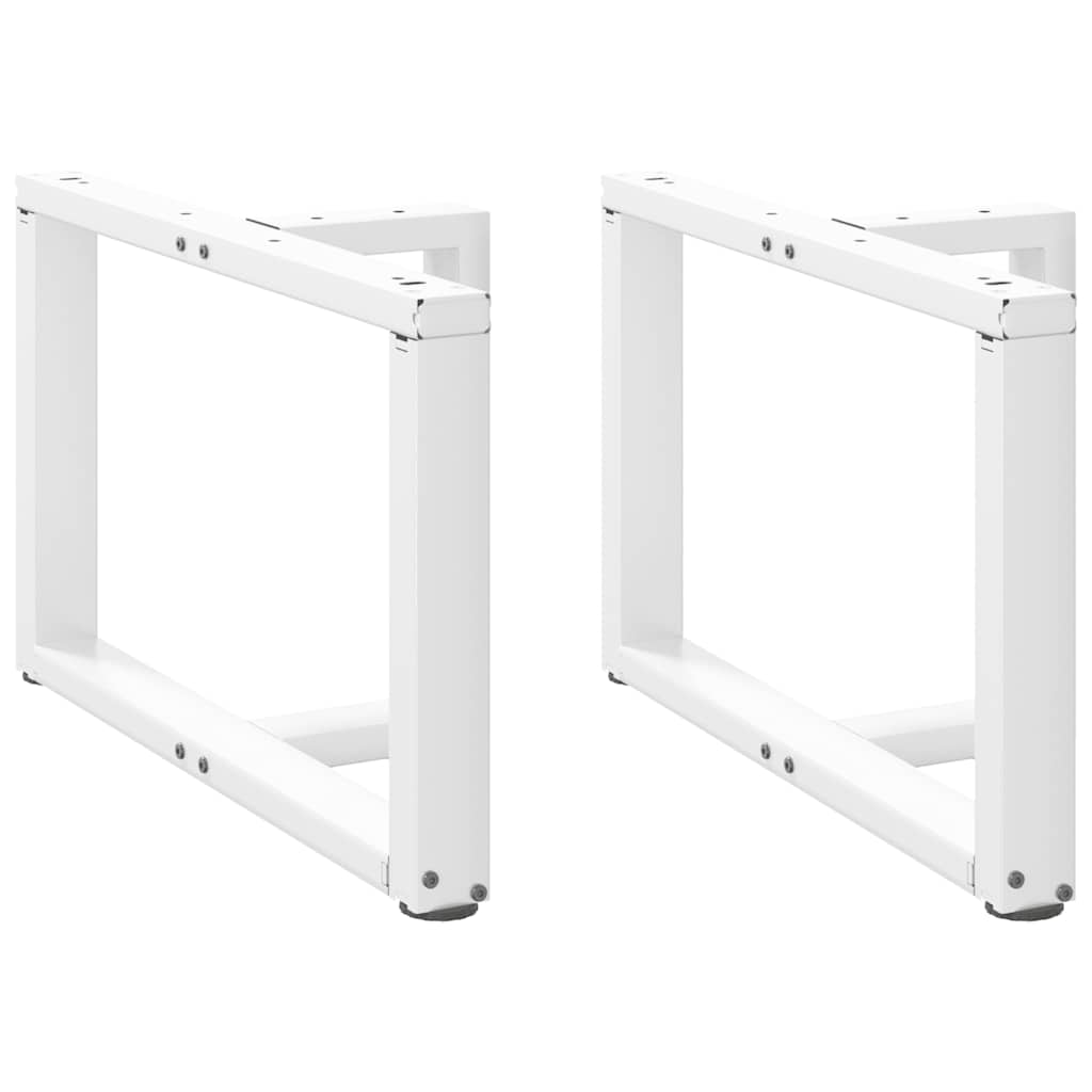 sofabordsben T-formet 2 stk. hvid 60x25x(42-43) cm stål