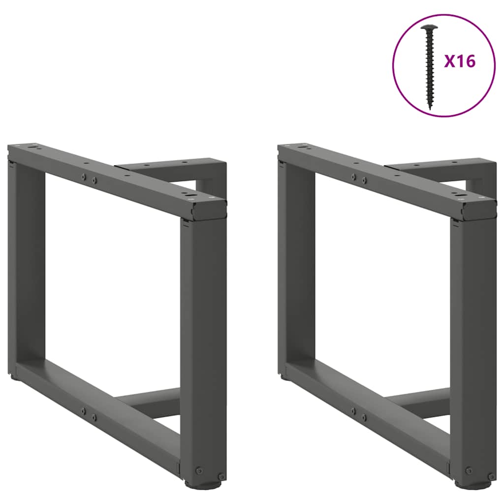 sofabordsben T-formet 2 stk. antracit 60x25x(42-43) cm stål