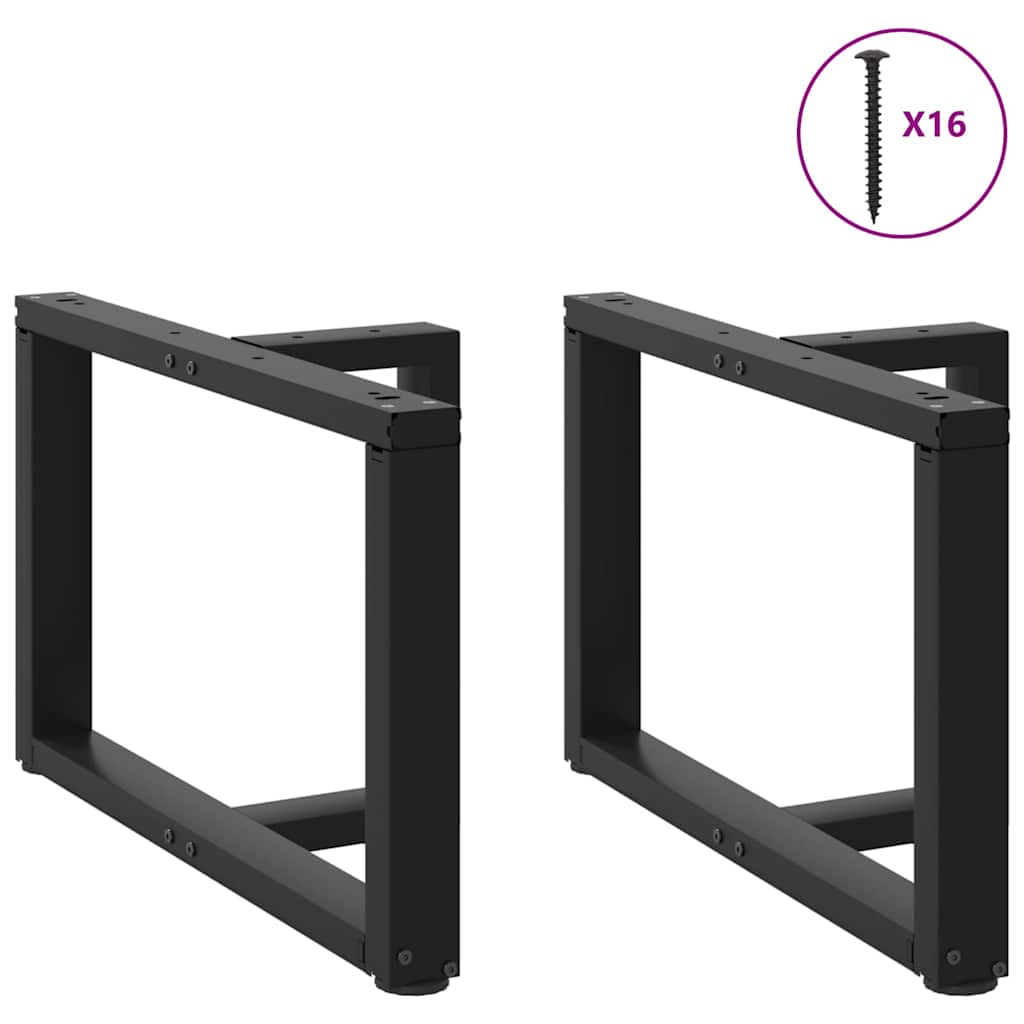 sofabordsben T-formet 2 stk. sort 70x25x(42-43) cm stål