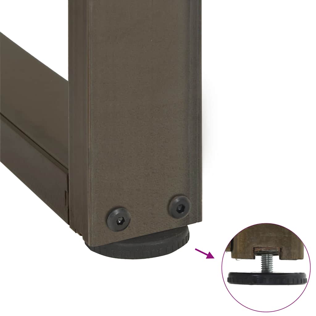 sofabordsben T-formet 2 stk. sort 70x25x(42-43) cm stål