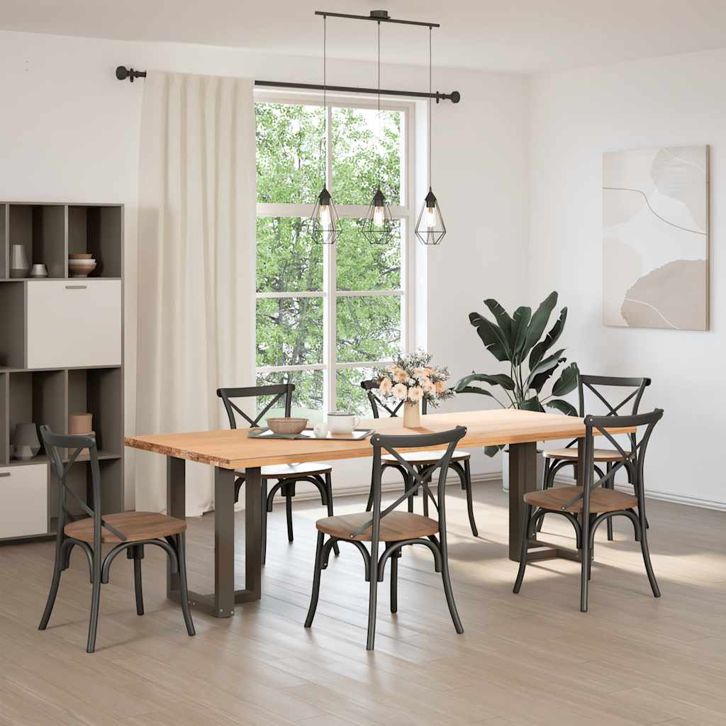 spisebordsben T-formet 2 stk. sort 50x35x(72-73) cm stål