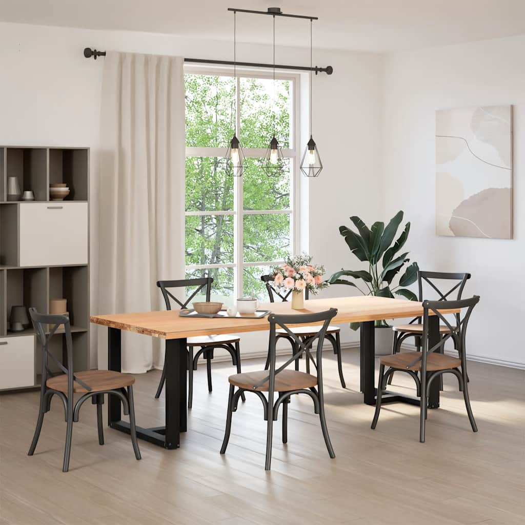 spisebordsben T-formet 2 stk. sort 70x35x(72-73) cm stål