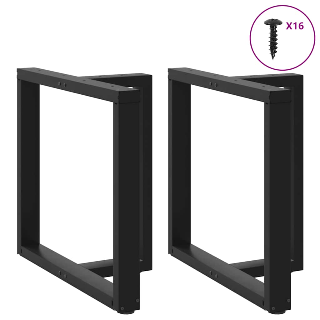 spisebordsben T-formet 2 stk. sort 70x35x(72-73) cm stål