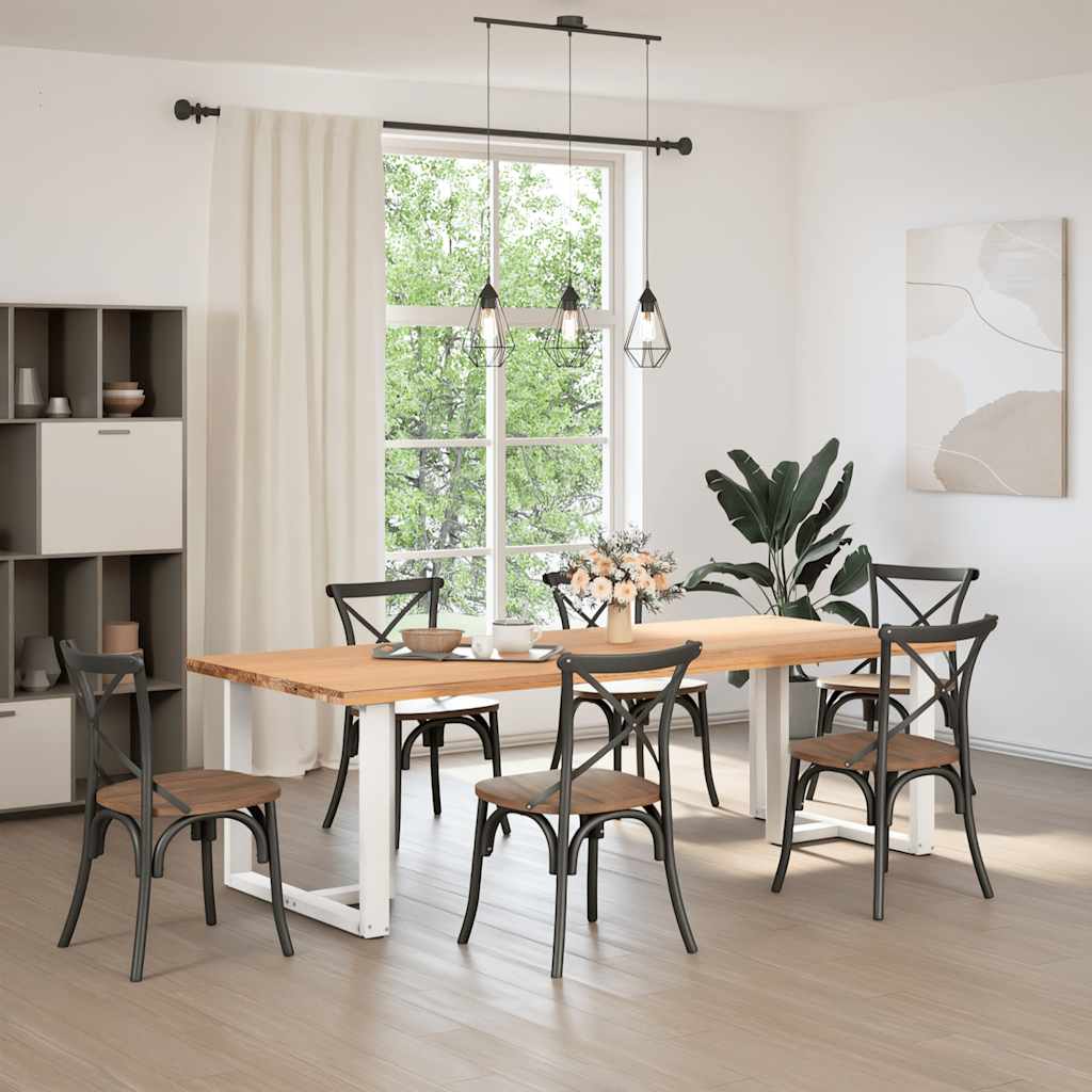 spisebordsben T-formet 2 stk. hvid 100x35x(72-73) cm stål