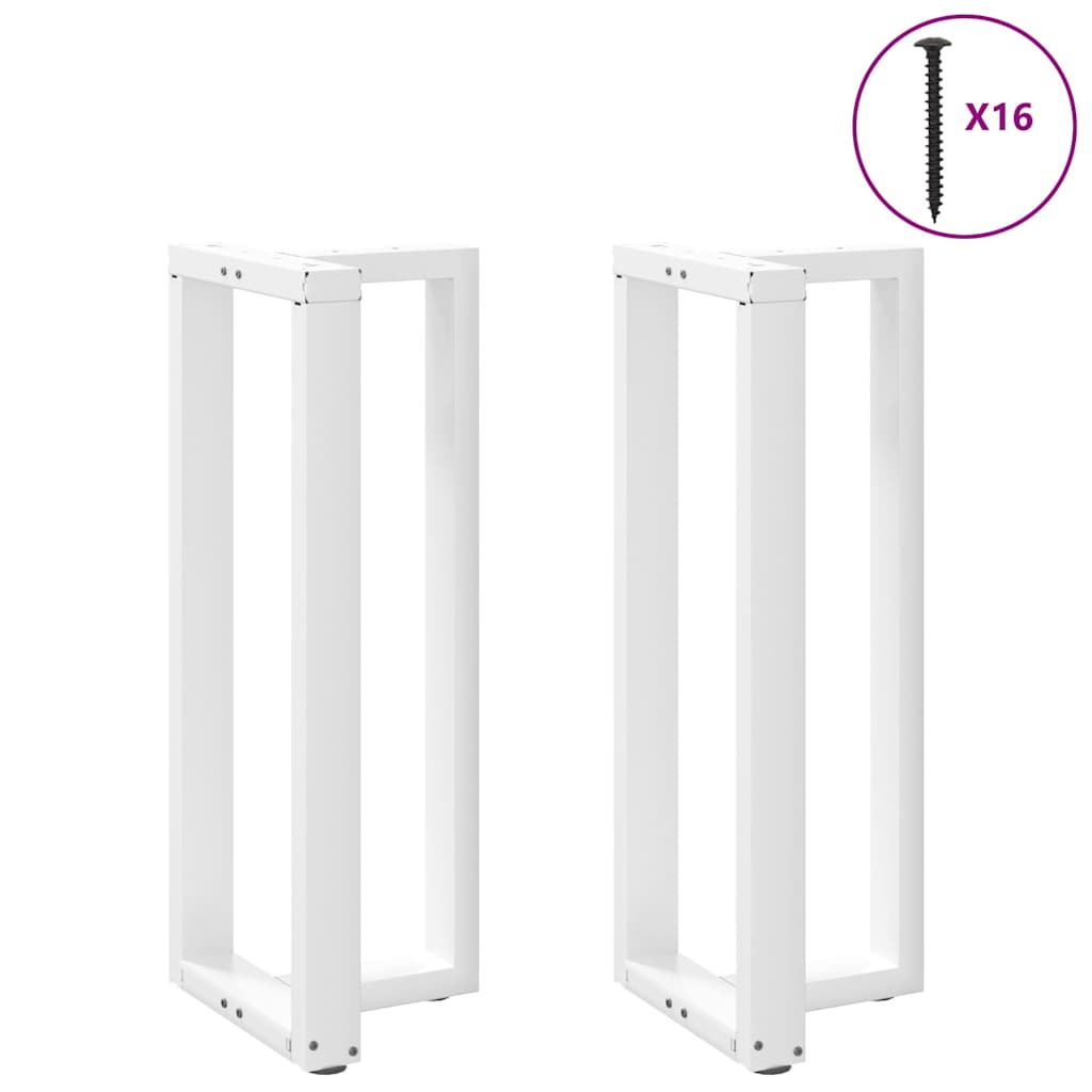 barbordsben T-formet 2 stk. hvid 40x35x(100-101) cm stål