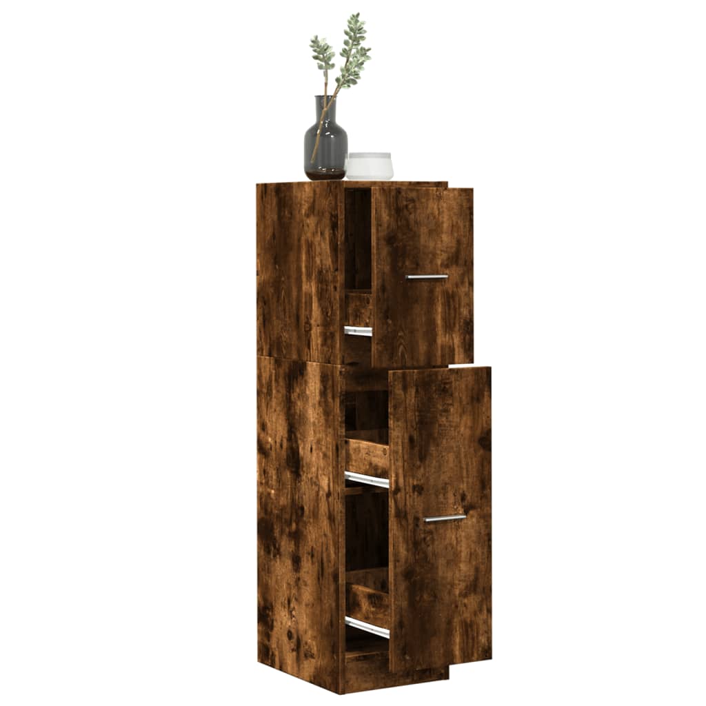 apotekerskab 30x41x118 cm konstrueret træ røget egetræsfarve
