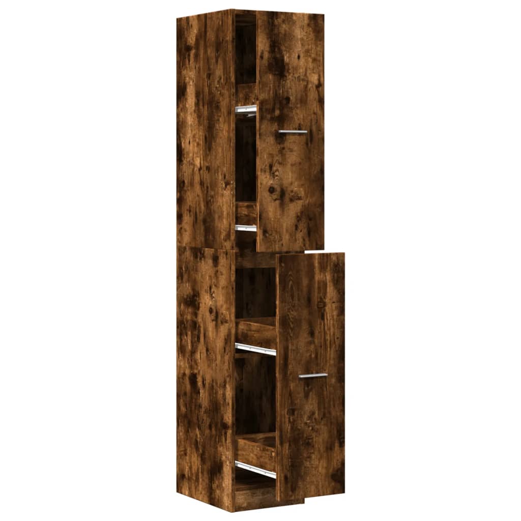 apotekerskab 30x41x174,5 cm konstrueret træ røget egetræsfarve