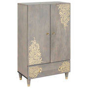 Highboard Grå og Guld 60 x 33,5 x 100 cm Massivt mangotræ